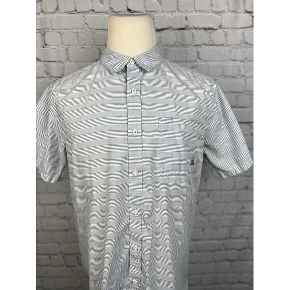 Mountain Hard Wear Men Large Short Sleeve Button Up Shirt Blue Cotton Polyester - Picture 3 of 8